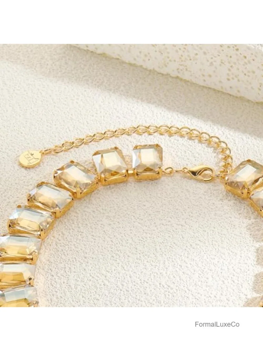 Rectangular Crystal Rhinestone Collar Necklace Wedding Sparkly Choker